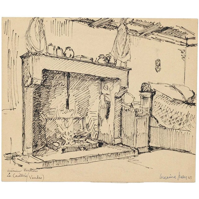 Interior is a beautiful artwork in pen realized by the artist Maxime Juan. Hand-signed on the lower right and dated...