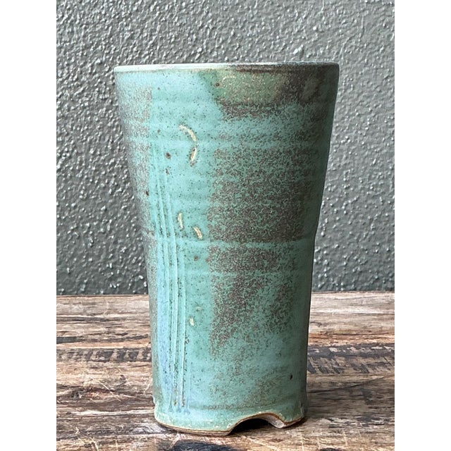 Vintage Studio Pottery Green Vase For Sale - Image 11 of 17