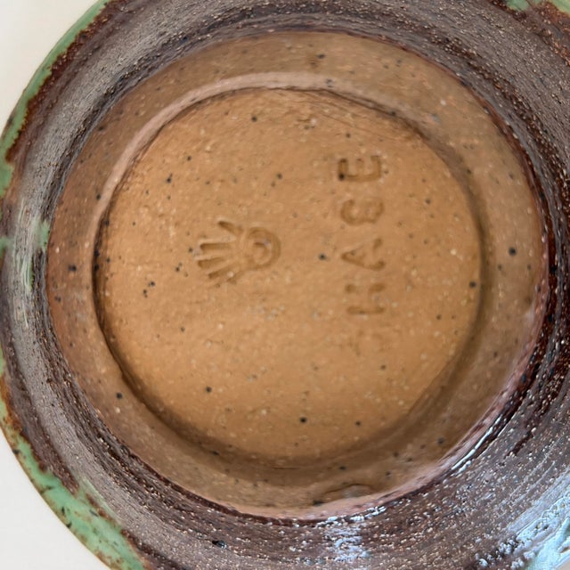 Handmade Green Studio Pottery Bowl With Sculptural Rim Detail For Sale In New York - Image 6 of 9
