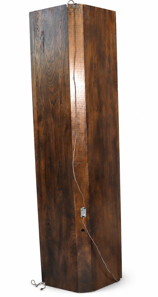 1970s Campaign Vintage Henredon Lighted Oak Corner Display Cabinet With Glass Door — view 8