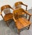 This is a gorgeous set of three vintage Colonial Revival jury, library, lawyer, or banker arm chairs. Mostly likely elm....