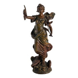 L. Guillemin (1882-1913) - Patinated Spelter Sculpture - "inspiration for Freedom" - France - Ca. 1900 For Sale