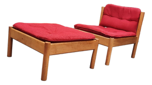 Set of Mid-Century Modern Danish Chair and Ottoman by Jørgen Bækmark, 1960s