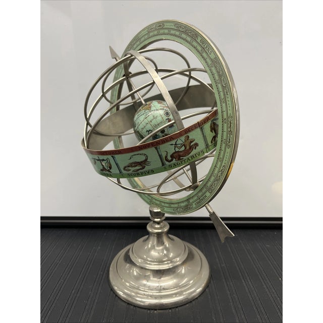 Mid-Century Modern Vintage MCM Zodiac Armillary Astrology Italian Old World Globe For Sale - Image 3 of 7