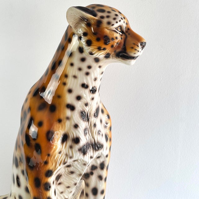 20th Century Italian Ceramic Leopard Floor Sculpture For Sale - Image 9 of 18