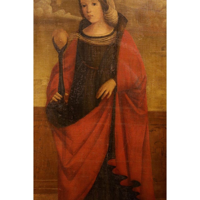 Francesco di Girolamo da Santacroce, Saint Agatha, 16th Century, Oil Painting on Canvas, Framed For Sale - Image 7 of 12