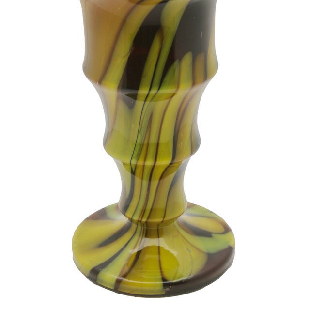 German Posy Vase with Concave Ribs & Toffee and Caramel Swirls, 1980 For Sale - Image 4 of 6