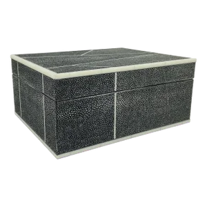 Made Goods Modern Small Mixed Cool Gray Faux Shagreen Breck Box