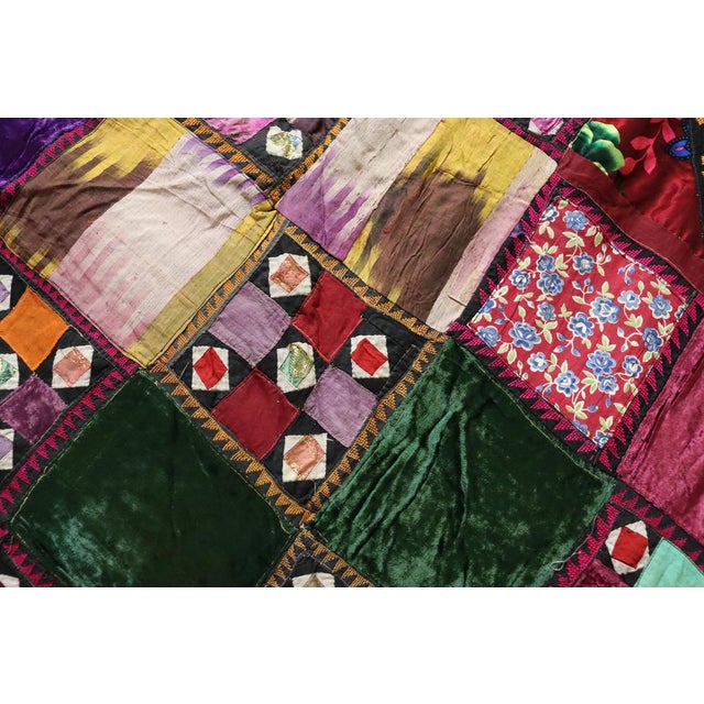Vintage Embroidered Uzbek Wall Hung Patchwork Tapestry, 1920s For Sale - Image 12 of 14
