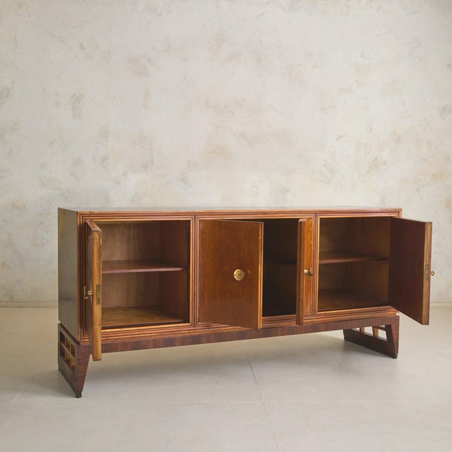 French Rosewood Sideboard with Brass Hardware, 1940s For Sale - Image 4 of 11