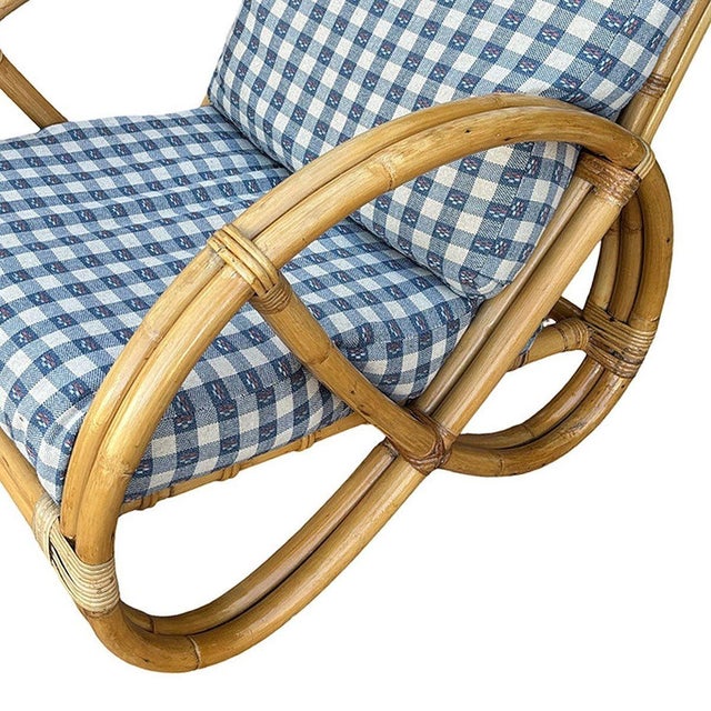 Wood 1950s Restored Mid-Century Double Strand Full Round Rattan Lounge Chair For Sale - Image 7 of 7