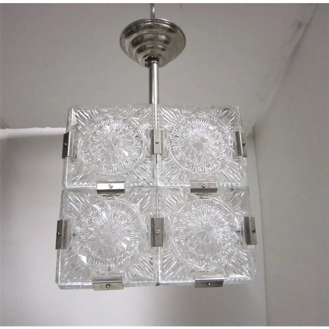 Cube Pendant Light Cut-Glass With Nickel Clips For Sale - Image 12 of 12