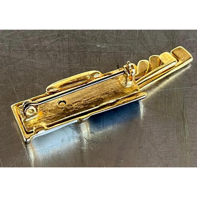 Vintage Black/White Enamel Golf Bag Brooch For Sale - Image 9 of 12