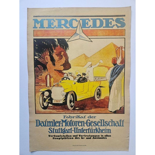 Vintage Art Deco Mercedes Benz Automobile Advertising Poster, 1930 For Sale - Image 3 of 8