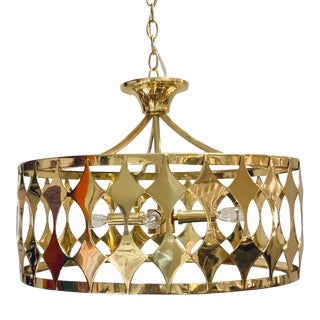 Currey & Co. Modern Brass Finished Harlequin Pendant Chandelier Prtotype For Sale