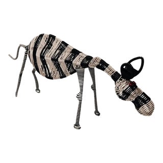 50s Large Vintage Handmade African Modern Abstract Art Telephone Wire Zebra Sculpture For Sale