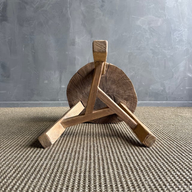 Brown Vintage Elm Wood Chop Block Table #22a For Sale - Image 8 of 8