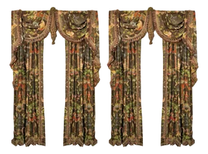 Vintage Custom Venetian Style Polished Cotton Window Treatments - 6 Pieces