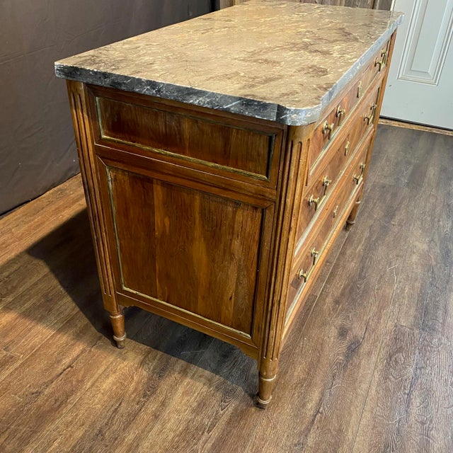 19th Century French Walnut Dresser Secrétaire Desk With Marble Top For Sale - Image 12 of 17