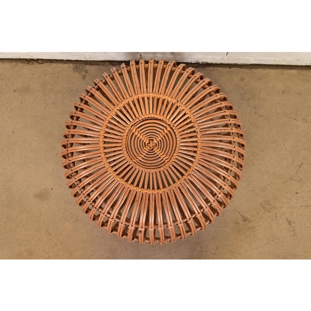 1950s Franco Albini Mid-Century Organic Modern Italian Rattan Pouf Ottoman, 1950s For Sale - Image 5 of 11