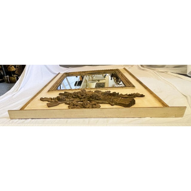 Early 1900's Gilt Wood Trumeau Mirror With Floral Basket Relief Made in Italy For Sale In West Palm - Image 6 of 13
