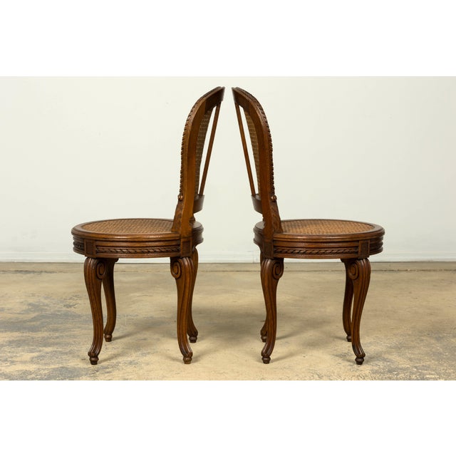 Set of Six Mid-19th Century French Napoleon III Carved Oak and Cane Dining Chairs For Sale - Image 13 of 18