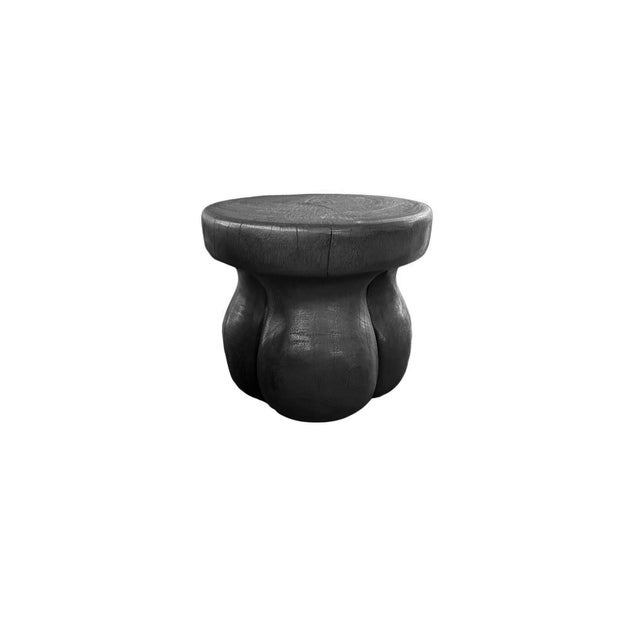 Contemporary Sculptural Mango Wood Side Table, Burnt Finish Modern Organic For Sale - Image 3 of 6