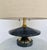 Original retail $1470, stylish Currey & Company Modern Black Marbel Jebel Table Lamp, brass accents, oatmeal linen shade,...