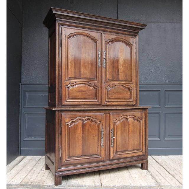 Wood French Buffet À Deux Corps in Walnut For Sale - Image 7 of 18