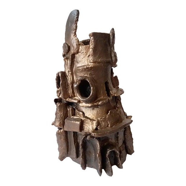 14" Architectural Brutalist Ceramic Sculpture Vase 'Babel' by Diane Grant For Sale - Image 9 of 9