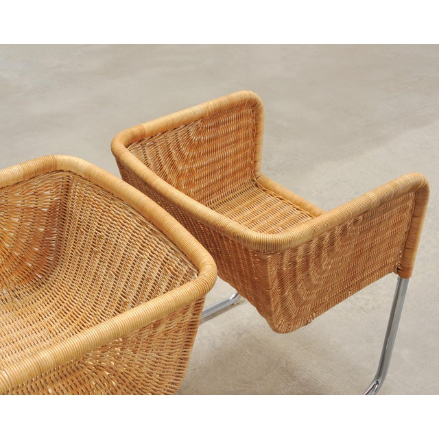 Tan Set of Nine Harvey Probber D43 Rattan Wicker Cantilever Chairs For Sale - Image 8 of 18