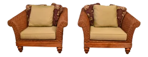 Tommy Bahama Weave Woven Rattan Lounge Chairs - a Pair