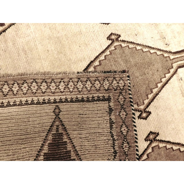 Vintage Vintage Handmade Persian Gabbeh Rug Featuring an Undyed Wool Field With a Geometric Diamond Lattice Pattern. 4'x 7'8" For Sale - Image 10 of 15