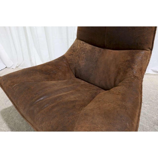 2010s Gently Used Suede Leather Restoration Hardware Chair For Sale - Image 5 of 7
