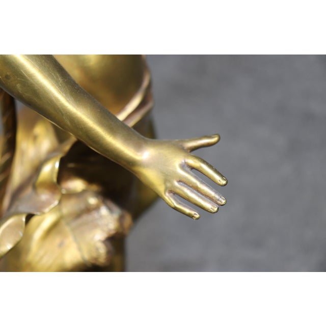 1900 "Naissance De La Perle" Solid Brass Figural Maiden Table Lamp After Moreau For Sale In Philadelphia - Image 6 of 15