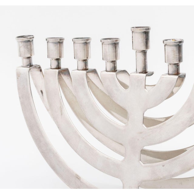 Contemporary Postmodern Silver Plate Balancing Menorah For Sale - Image 3 of 8