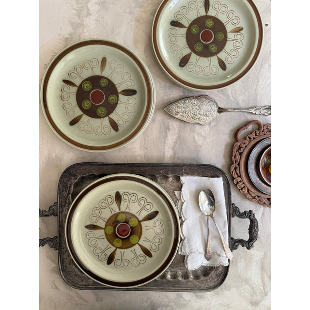1970s 1970s Shino Stone “Marguerita” Dinner Plates 10.25” Japan Mid Century Modern Dinnerware - Set of 8 For Sale - Image 5 of 12