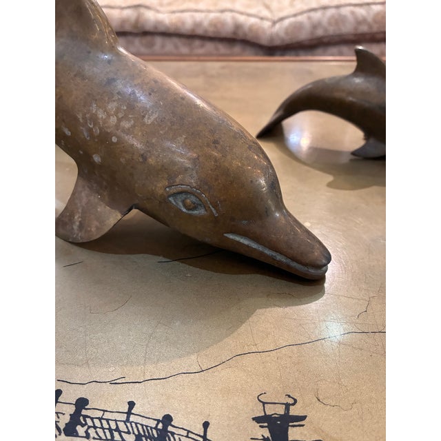Mid 20th Century Brass Tabletop Dolphin Pod For Sale - Image 5 of 6