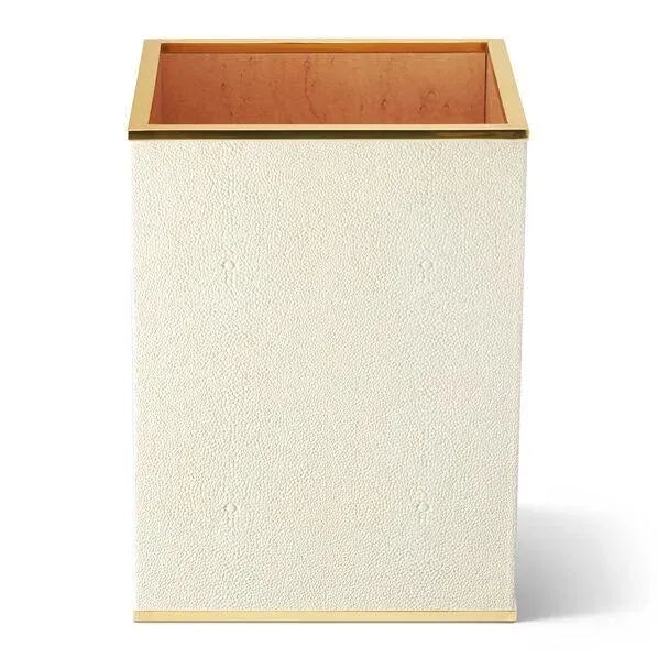 Contemporary AERIN Classic Faux Shagreen Waste Basket, Cream For Sale - Image 3 of 3