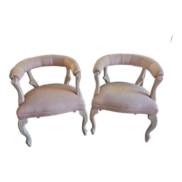 1960s Pair of French Faux Bois Side Chairs For Sale