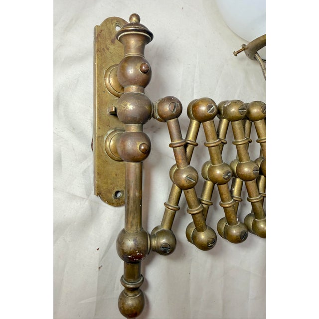 Metal Antique Expandable Extendable Brass Industrial Electric Wall Sconce Fixture Lamp For Sale - Image 7 of 12