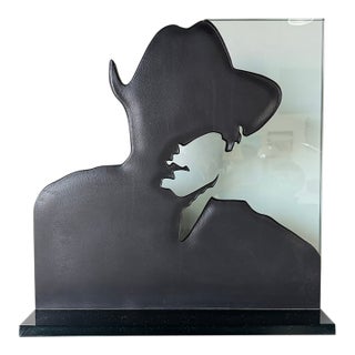 1990's Vintage Robert's for Ancoa Cowboy Art Glass Sculpture For Sale