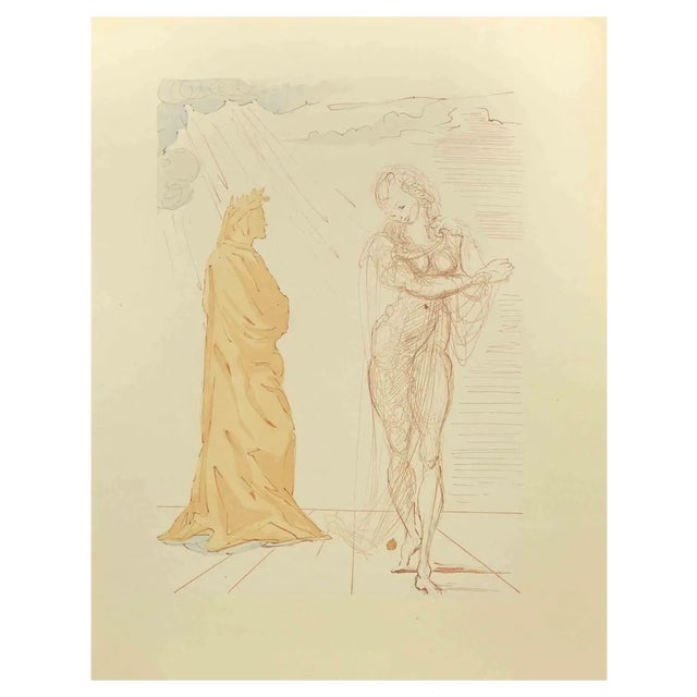 Salvador Dalí, Virgil Comforts Dante, Woodcut, 1963 For Sale