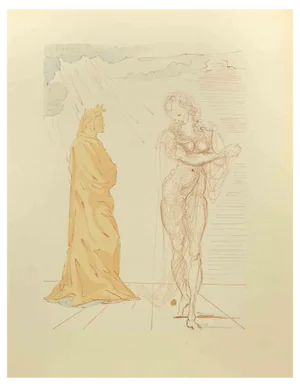 Salvador Dalí, Virgil Comforts Dante, Woodcut, 1963