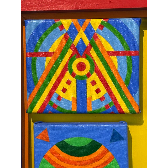 Wood Six Small Oil Paintings on Canvas Mounted to Painted Board and Framed by Chicago Imagist Errol Ortiz For Sale - Image 7 of 8