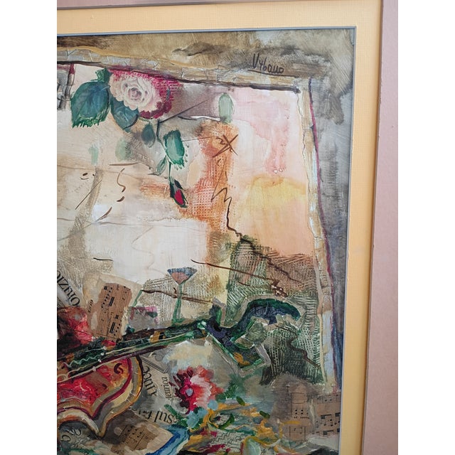 1960s Vittorio Turo Mid-Century Original Trompe Violin Collage – Framed 33" X 26" For Sale - Image 12 of 13