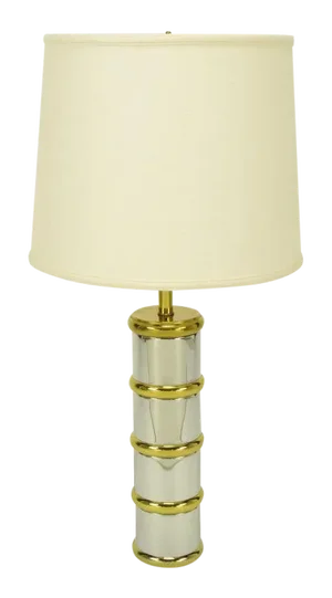 Chrome & Brass Segmented Column Table Lamp.