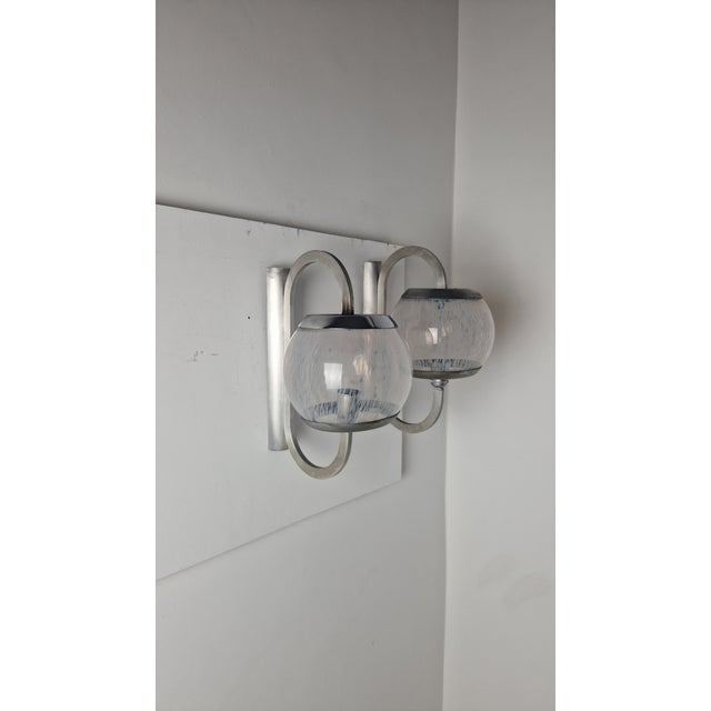 Wall Lamps in Chrome and Shaded Transparent Glass, 1960s, Set of 2 For Sale - Image 16 of 16