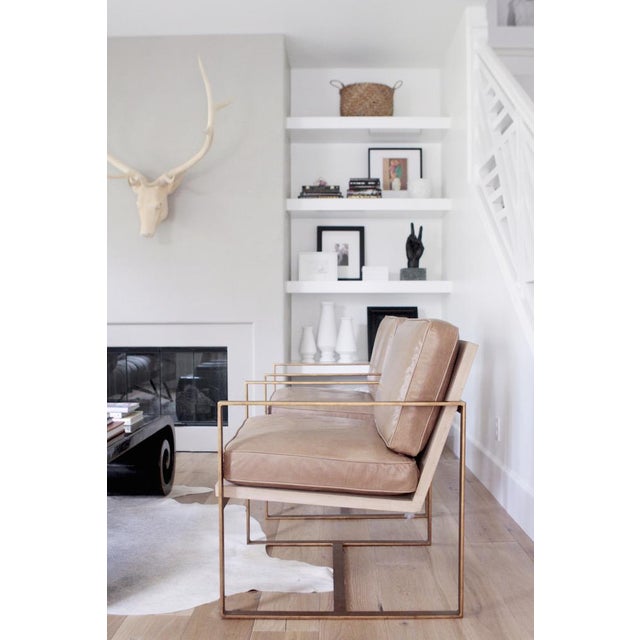 Redford House Leather With Gold Metal Frame Manhattan Lounge Chairs a