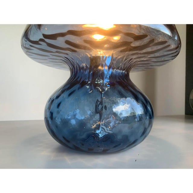 Murano-Inspired Blue Glass Lamp with Ballotton Texture by Simoeng For Sale - Image 6 of 10
